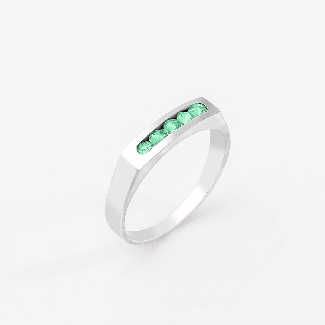 Anillo en Bisel Oro Blanco con Esmeraldas - Imagen 2