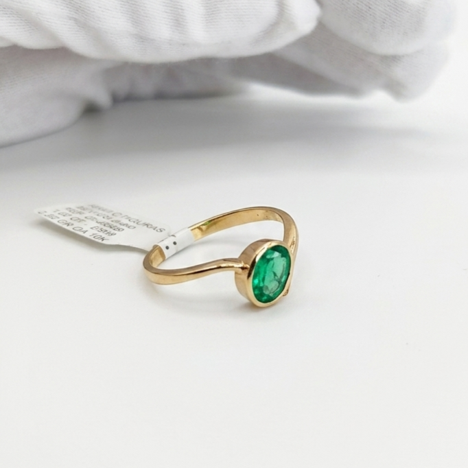 Anillo Figuras Mixtas Esmeralda Ovalo Oro18k - Imagen 2
