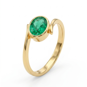 Anillo Figuras Mixtas Esmeralda Ovalo Oro18k