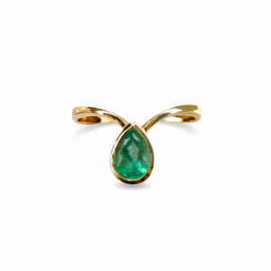 Anillo Figuras Mixtas Esmeralda Lagrima Oro 18k