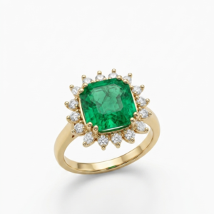 Anillo Marquesa Esmeralda Grande con diamantes Oro18k