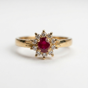 Anillo Marquesa Con Rubi y Diamantes Oro18k