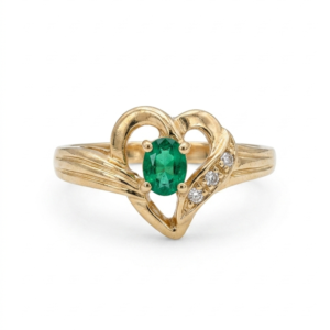 Anillo de Corazón con Esmeralda Oro18k