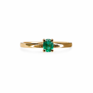Anillo Solitario Esmeralda Ovalo Oro 18k