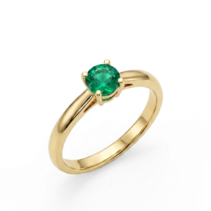 Anillo Solitario Esmeralda Redondo Oro 18k