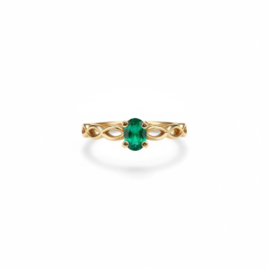 Anillo Trenzado Esmeralda Ovalo Oro 18k