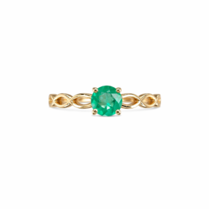 Anillo Trenza Esmeralda Redonda Gr Oro 18k