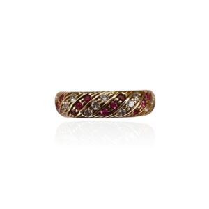 Argolla Rubies con Diamantes Oro 18k