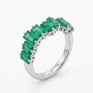 Anillo Crazy 11 Esmeraldas en Plata Rodinada