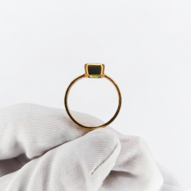Anillo Bisel Esmeralda Cuadrada Oro 18k - Imagen 3