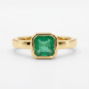 Anillo Bisel Esmeralda Cuadrada Oro 18k