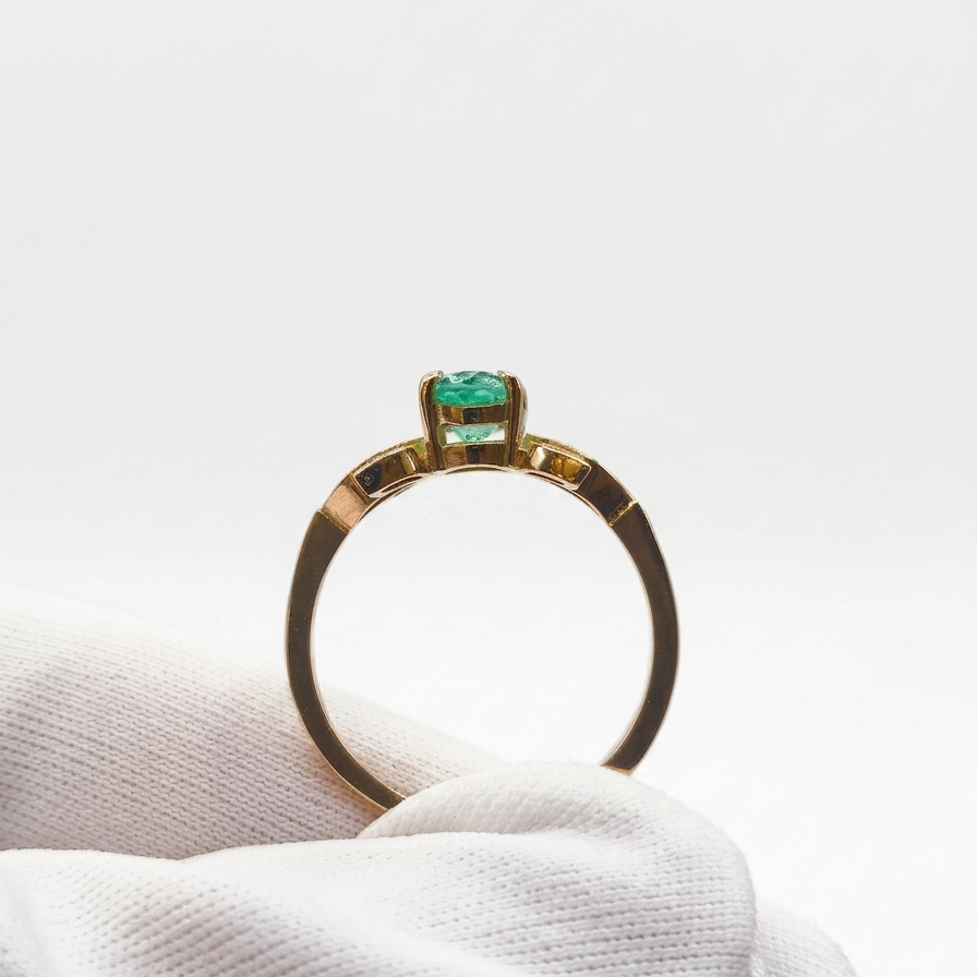 Anillo Mariposa Esmeralda redonda con diamantes Oro 18k - Imagen 2