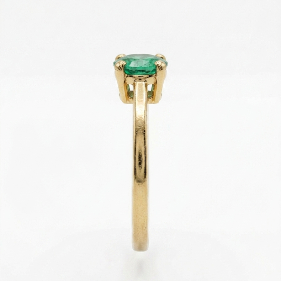 Anillo Solitario Esmeralda redonda Oro 18k - Imagen 4