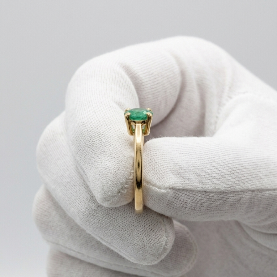 Anillo Solitario Esmeralda redonda Oro 18k - Imagen 3