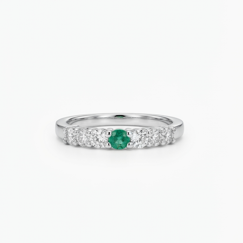 Argolla Cintillo Esmeralda Plata 925