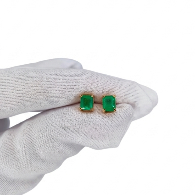 Aretes topo Rectangular Oro 18k - Imagen 3