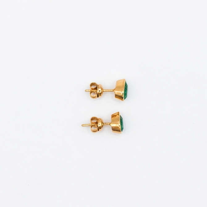 Topos Gota de Esmeralda con Engaste en Bisel Oro18k - Imagen 2