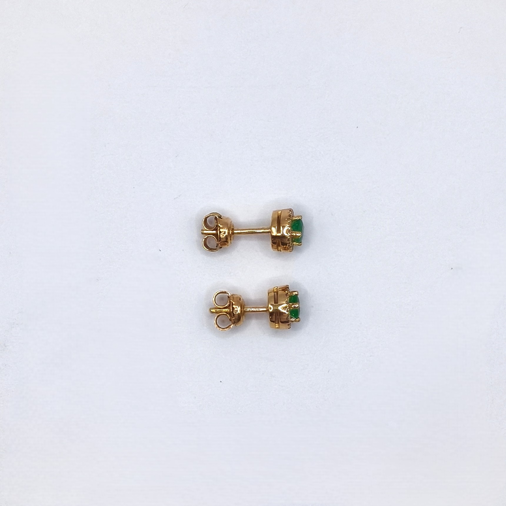 Aretes topo Redondos Halo de Diamante Oro 18k - Imagen 2
