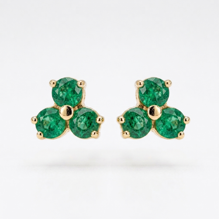 Topos Tríada de Esmeralda Oro 18k