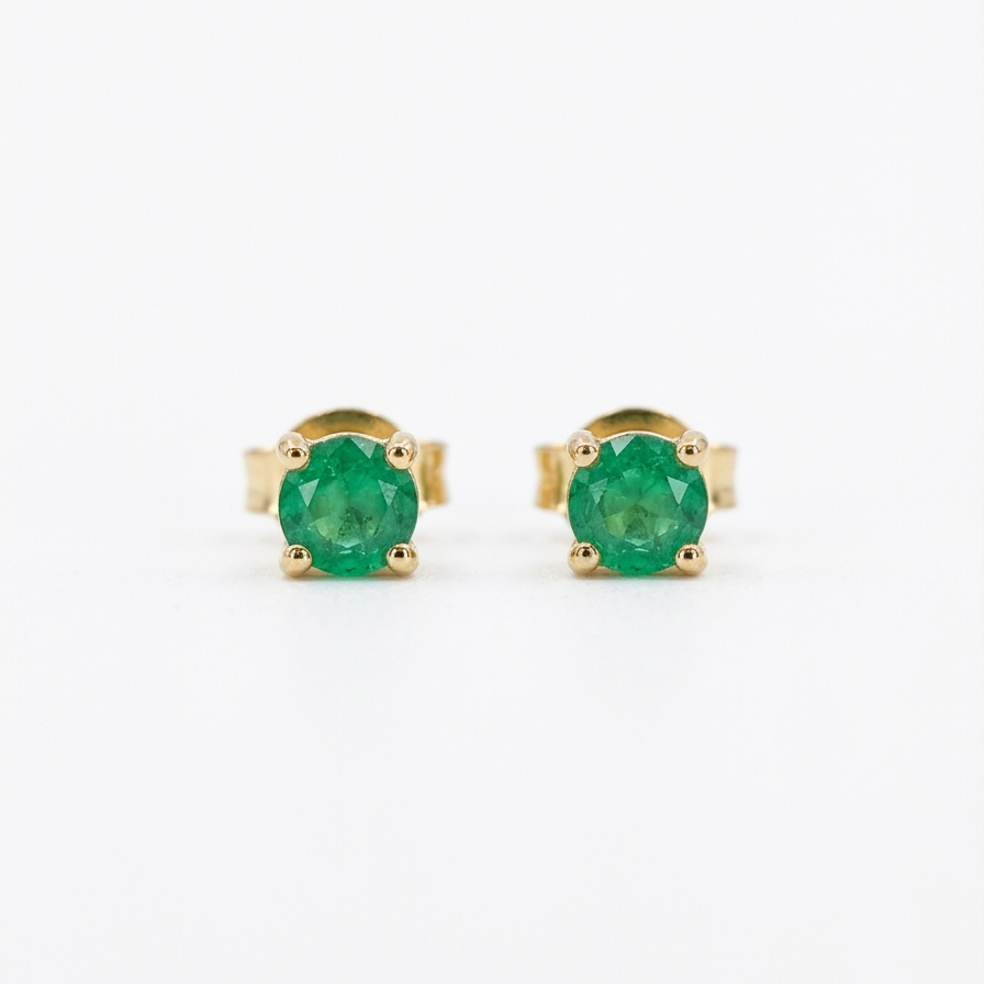 Topos Solitarios de Esmeralda Oro 18k