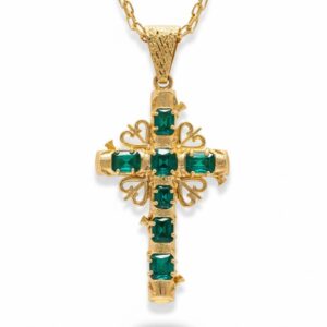 Dije Cruz Papal Barocco Oro 18k