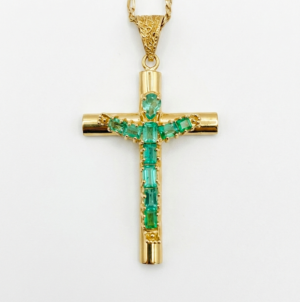 Dije Cruz Dali Verde Vivido Oro18k