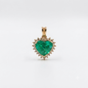 Dije Esmeralda Marqueza Corazon Gigante con diamantes Oro 18k