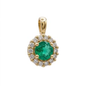 Dije Roseta esmeralda con diamantes Oro 18k