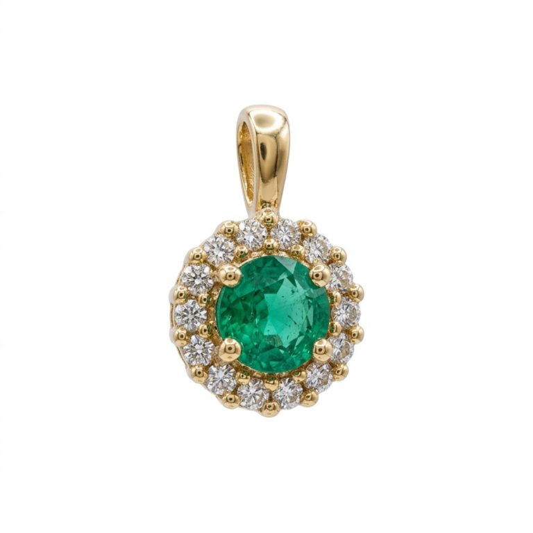 Dije Roseta esmeralda con diamantes Oro 18k