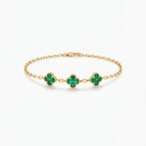 Pulsera Trébol Fortunata Esmeralda Oro18k