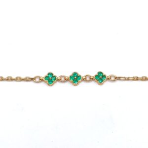 Pulsera Trébol Fortunata Esmeralda Oro18k