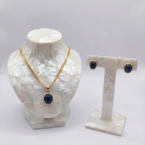 Juego Zafiro Cabuchón Azul Noche Oro18k