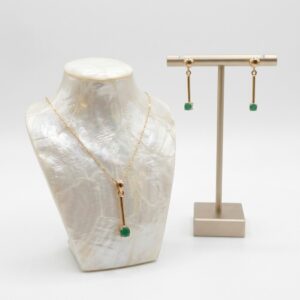 Set colgantes con esmeralda redonda Oro18k