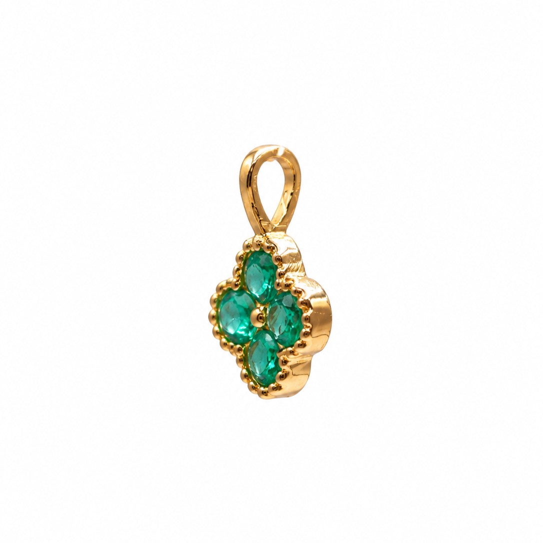 Dijes Trebol de 4 hojas Esmeralda Oro 18k - Image 2