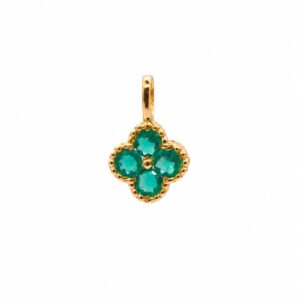 Dijes Trebol de 4 hojas Esmeralda Oro 18k