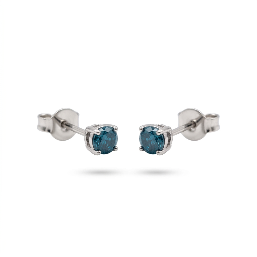 Topos Solitario Diamante azul Oro Blanco 18k - Image 5